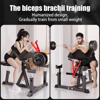 Machine à curls Preacher 3-en-1 pour bras, biceps et triceps, station d'entraînement pour haltères et barres, équipement de fitness pour la maison