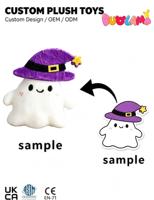 Peluche fantôme OEM ODM, jouet en peluche doux et mignon avec chapeau de sorcier pour Halloween, idéal pour les cadeaux d'enfants et les fêtes, personnalisable