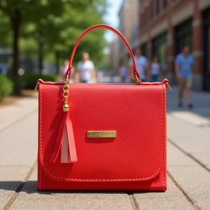 Bolso Bandolera de Cuero Rojo Fana Special Leia con Borla y Cierre de Cremallera para Mujer, Uso Diario, Estilo Moderno de Verano - Product Image 2