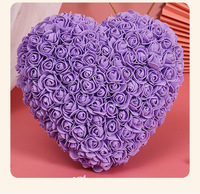 Rose en mousse PE, fleur éternelle, objet décoratif en forme de cœur. Cadeau pour la Saint-Valentin ou pour petite amie/meilleure amie.
