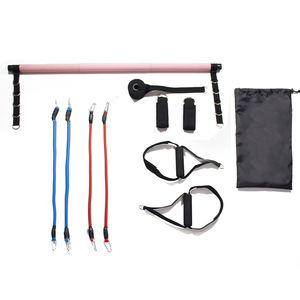 Kit de bâton de yoga noir multifonctionnel pour salle de sport avec logo personnalisé, sections d'usine, réglable avec bandes de résistance - Product Image 1