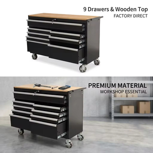 Heavy Duty 9-Drawer Mobile <b>Tool</b> <b>Cabinet</b> with Wheels and Workbench for Garage Workshop OEM - Product Image 2