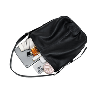 Sac hobo SHX en cuir véritable personnalisé - Sac fourre-tout souple et décontracté avec bandoulière réglable, fermeture éclair, grande capacité, grain de galet