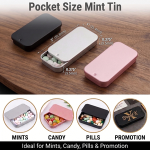 Vietnam WeWood Portable <b>Sliding</b> Mint Tin Box Custom Logo Rectangular Metal Candy Case <b>Small</b> Pocket Tinplate Container - Product Image 4