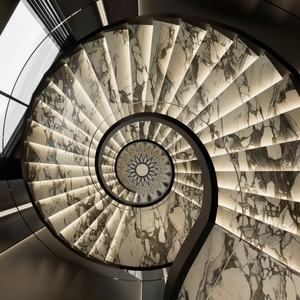 Plan de travail de cuisine moderne en Calacatta Viola blanc, dalle polie imperméable pour table basse, villa, hall d'hôtel, escalier, finition honée - Product Image 1