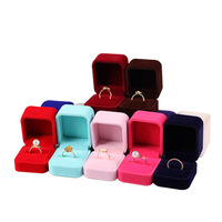 Caja de regalo para joyería, anillos cuadrados, caja de viaje portátil para embalaje, caja de anillo de terciopelo, caja de joyería para anillos