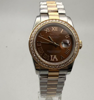 Montre à mouvement NH05, montre en or rose avec calendrier et jour de la semaine, matériau en acier inoxydable 904L, cadran serti de diamants, montre pour femme, boîtier de 31 mm