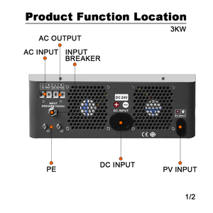 Inverter Solare Ibrido 3KW 3kVA 24V con Caricabatterie, Onda Sinusoidale Pura DC AC Off-Grid, <span class=keywords><strong>3000</strong></span> Watt 3000W 3000VA - Product Image 4