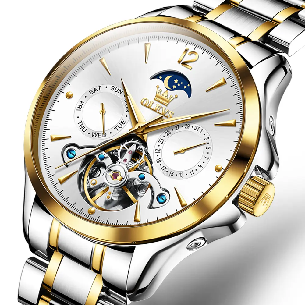 OLEVS 6663 Oem custom mechanical watches men wrist Waterproof Luxury mechanical Skeleton watches for men