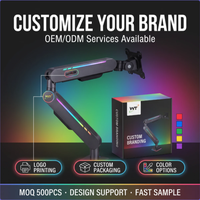 Bras de moniteur RGB pour bureau à domicile, bras simple à ressort, support de bureau réglable en hauteur pour moniteur de 17 à 32 pouces