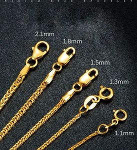 Collar trenzado de cadena de trigo de oro amarillo macizo de 18 quilates de 1.1mm, 2.1mm, 2.5mm, 3mm, que no se desvanece, de estilo occidental, de moda para mujer - Product Image 3