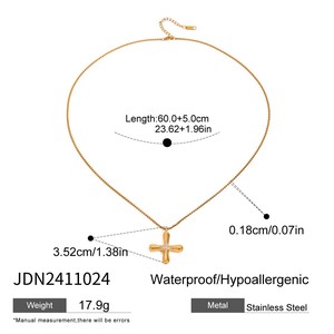 High Quality Gold Plated Stainless Steel <b>Cross</b> Necklace for Women Summer Trendy Style Waterproof Link <b>Chain</b> Zircon Pendant - Product Image 4
