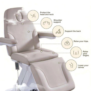 Cama de Masaje de 3 Motores con Base LED de Madera, Control de Pie, Sin Reposabrazos, para Tratamientos Faciales y Lavado de Cabello, Certificación CE para Spa Médico - Product Image 3