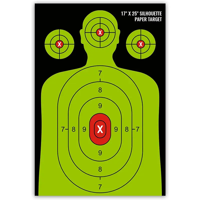 Campo de tiro Silueta Objetivo de papel Objetivos de tiro Objetivos de rango de papel para disparar Pistola Fácil de ver Silueta