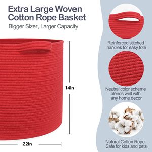 Wholesale Cute Round <b>Woven</b> <b>Basket</b> Cotton Rope Toy <b>Basket</b> Storage Bins for Organizer - Product Image 2
