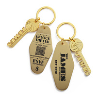 Porte-clés de motel vintage en laiton plaqué or 30e anniversaire gravé au laser avec logo ou code QR avec clé pour hôtels