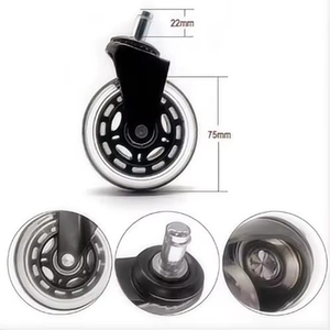 Roues pivotantes silencieuses en PU de 2,5 et 3 pouces, style patins à roulettes, noires transparentes, modernes, réglables, universelles, charge 35 kg - Product Image 4
