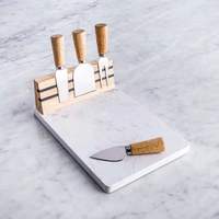 Planche à découper magnétique en marbre écologique classique avec plateau de service alimentaire et bloc de couteaux magnétique en bois plat blanc