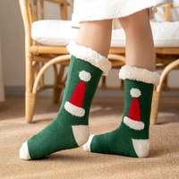 Nouveau hiver tricot femmes épais Sherpa polaire doublé thermique flou noël moelleux pantoufle chaussettes sol intérieur chaussettes avec anti-dérapant