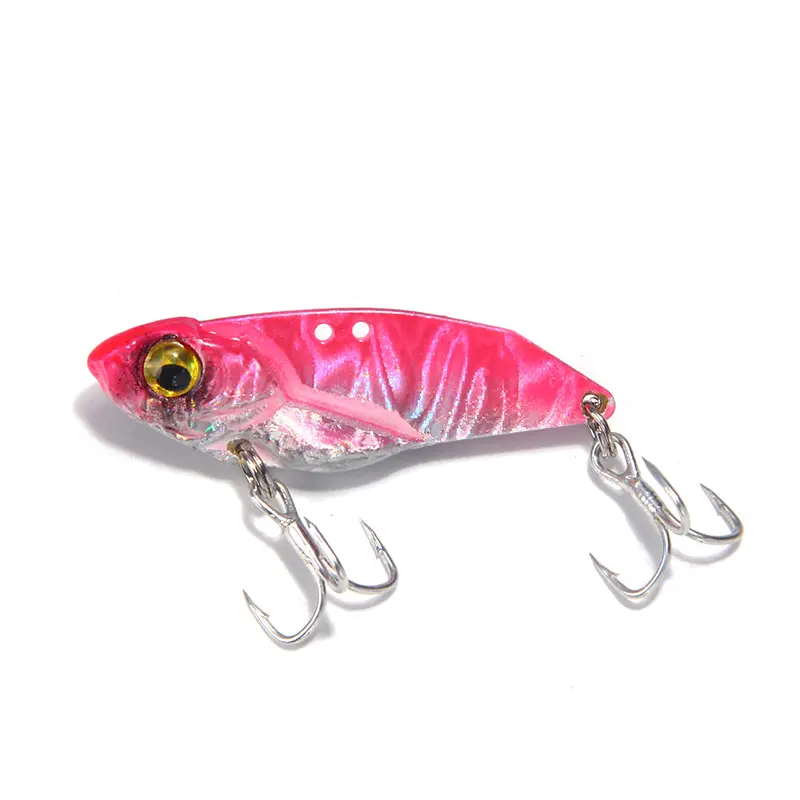 China customize 7 colors Artificial hard VIB sinking metal bait 15g 50mm 3d eyes custom fishing lure packaging clam shell