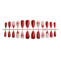 ZHI JIA Offre Spéciale Saint-Valentin Faux Ongles Réutilisables de Haute Qualité, Rouge Œil de Chat, French Manucure, Forme Amande, à Coller, avec Nœud Papillon