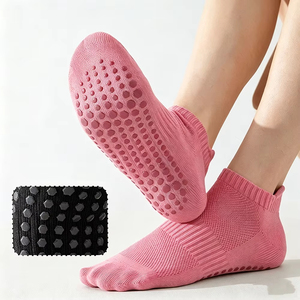 Custom Embroidered Knitted Ankle Yoga & Pilates <b>Socks</b> – All Season Non-Slip Eco-Friendly for Women Fitness - Product Image 4