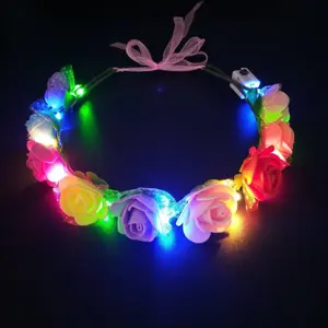 Partei liefert licht up led blume kronen neue jahr Weihnachten nette LED blume stirnbänder für kinder