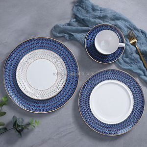 酒店供应商骨瓷餐盘批发豪华骨瓷餐盘套装压花酒店餐盘 - Product Image 1