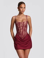 Robe d'été ajustée style club, sexy, dos nu en dentelle, coupe trapèze, col carré, taille empire, drapée, à volants, tissée unie, lavable