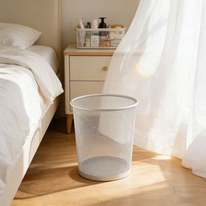 Metal Trash Can Cylindrical Lidless Round Indoor Waste <b>Bin</b> for Home Office Storage - Product Image 2