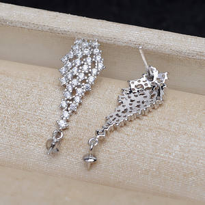 Pendientes de Plata S925 con Borla y Perla de 8-13 mm, Accesorios de Bricolaje para Mujer, Fornituras de Joyería Personalizables-4353 - Product Image 3