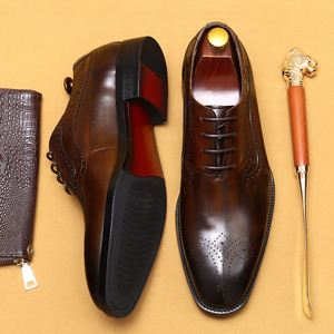 Chaussures habillées pour hommes en cuir véritable de style britannique, à lacets, embossées, pour affaires, mariage, décontractées - Product Image 5