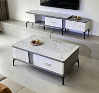 Table basse et meuble TV de style minimaliste nordique, blanc, luxe, pour salon, meubles de salon