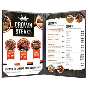 Cubierta de Menú de Cuero Personalizada, Cubierta de Menú de Doble Cara con Cuatro Esquinas Fijas, Libro de Menú para Restaurante - Product Image 2