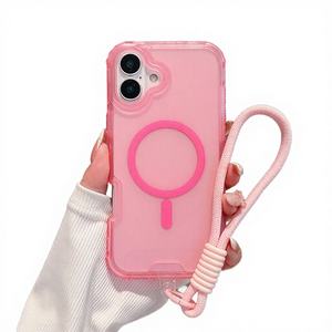 Étui de téléphone hybride 2 en 1 TPU+PC IMD avec design dégradé arc-en-ciel, protection contre les chocs, avec cordon pour 16 Pro Max 14 Plus - Product Image 2