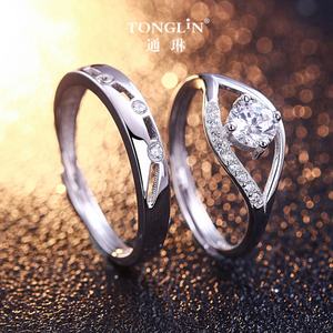 Ensemble de bagues classiques pour couple en gros, plaqué rhodium, argent sterling, design tendance, bijoux de valeur pour mariage et fête CMA - Product Image 2
