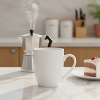 Vente en gros de tasses à café en céramique personnalisées haut de gamme modernes, avec couvercle, logo gravé, 200 ml/600 ml, compatibles lave-vaisselle et micro-ondes, boîte cadeau