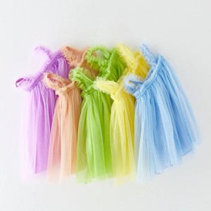 Robe de princesse d'été pour petite fille en tulle doux de couleur unie - Product Image 2