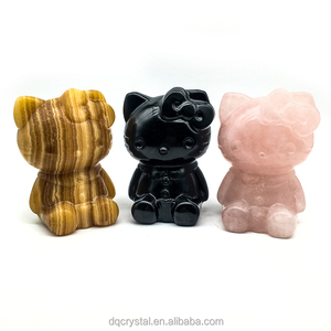 Cristallo Naturale di Quarzo Rosa a Forma di Gatto, Grande 5 Pollici, Artigianato in Cristallo, Ossidiana, Gattino Decorativo per Casa - Product Image 5