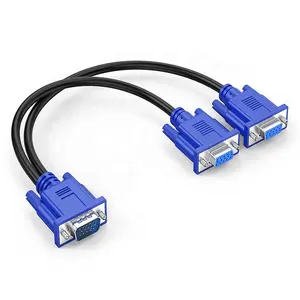 1x2 2路VGA 1公到2双VGA母电缆Y VGA到双SVGA视频分离器电缆Kabel 1进2出，用于2台双显示器