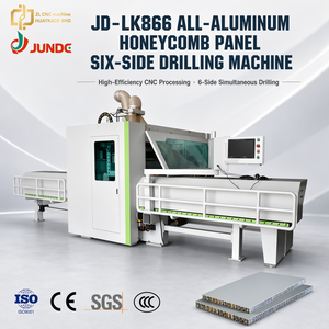 เครื่องจักรทำหน้าต่างและประตู JUNDE 9 แกน สำหรับงานลบมุม  เครื่องกัดและเจาะ CNC สำหรับแผ่นอลูมิเนียมรังผึ้งหกด้าน - Product Image 1
