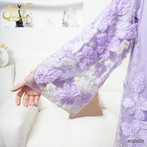 EID ramazan Habib mor boncuklu Abaya Femmes Robe Musulmane toptan lüks 2 parça Abaya üreticileri - Product Image 3