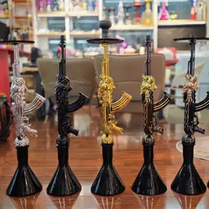 Fabricantes Venta Directa AK47 pistola con tiranosaurio forma de dragón resina diseño de gran tamaño hookah Shisha