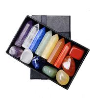 Mode pierre naturelle cadeau ensemble coloré guérison cristal hexagonal pendentif coeur Chakra cristal artisanat pour bijoux coffret cadeau ensemble