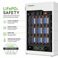 Batterie solaire Growatt 10 kWh LiFePO4 51,2 V 200 Ah pour onduleur hybride Growatt SPH SPF Series, stockage domestique