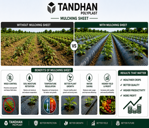 High Strength Mulch Film <b>Plastic</b> <b>Sheet</b> for Greenhouse Polyhouse Nursery Plantation and Agricultural Soil Cover Applications - Product Image 1