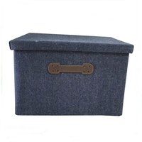 Boîte de rangement rectangulaire en tissu Oxford bleu marine pliable et bon marché, très vendue, avec revêtement en tissu