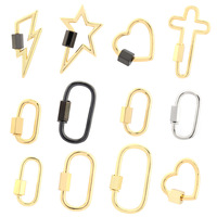 Connecteurs à vis en forme de cœur éclair finition or 18 carats, vente directe usine, pour colliers et bracelets tendance