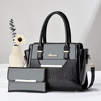 Tas tangan wanita pegangan atas dengan dompet kecil kulit PU tas Tote bahu antik bisnis berlapis tas tangan gelang ritsleting CN;FUJ