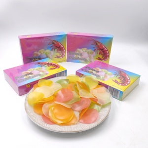 China Alta Qualidade Sudeste Asiático Colorido Biscoitos De Camarão Chips De Camarão Crispy <span class=keywords><strong>Salty</strong></span> Egg Flavor Rolling Box Bag Fabricantes OEM - Product Image 3